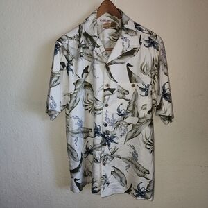 Tropical Print Button-Up Shirt